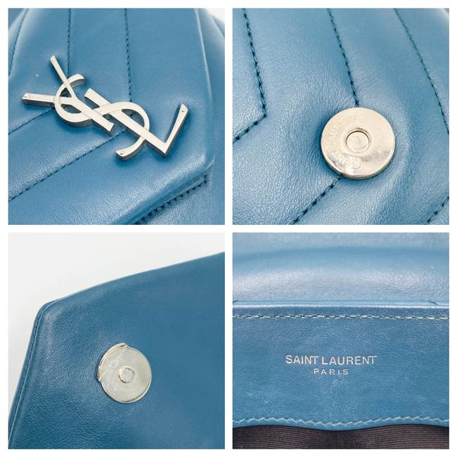 Saint Laurent Monogram Loulou Calfskin Y Quilted Monogram Small Chain Satchel Blue Leather Shoulder Bag