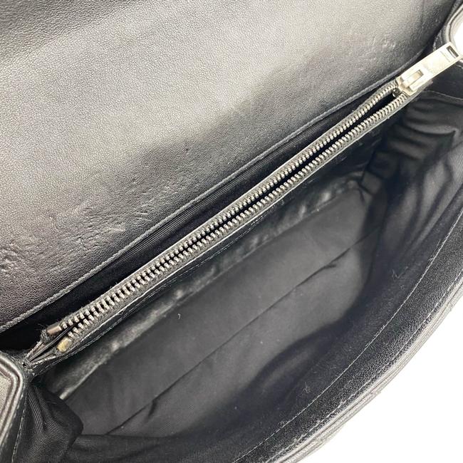 SAINT LAURENT Sheepskin Matelasse Chevron Monogram Large College Satchel Black Leather Shoulder Bag