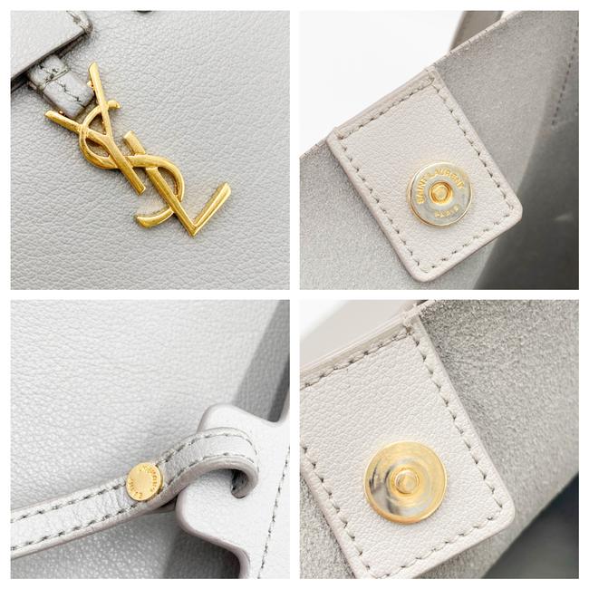 Saint Laurent Bag Shopping Calfskin Medium Light Grey Leather Tote