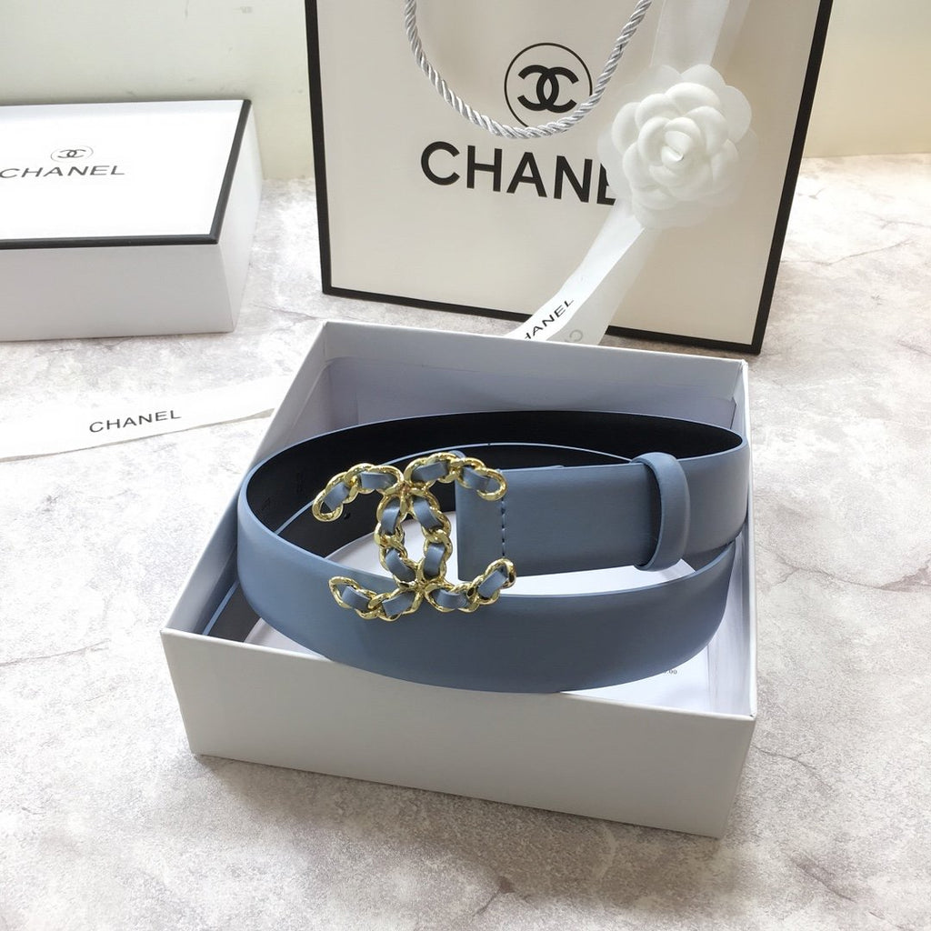 Chanel Belt With Double C Buckle Blue