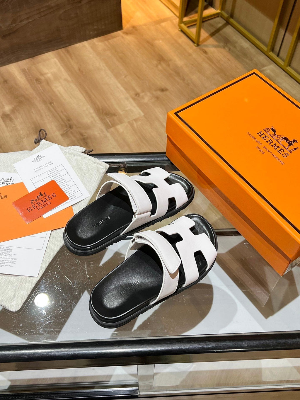 Hermes Oran Sandal Black/White