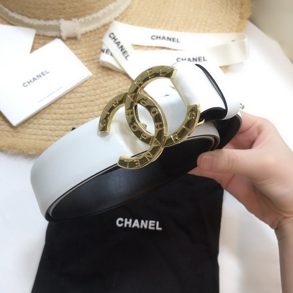 Chanel Belt With Double C Buckle White
