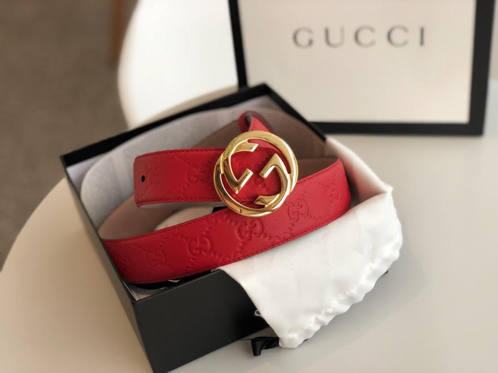 Gucci Belt With Double G Buckle Red