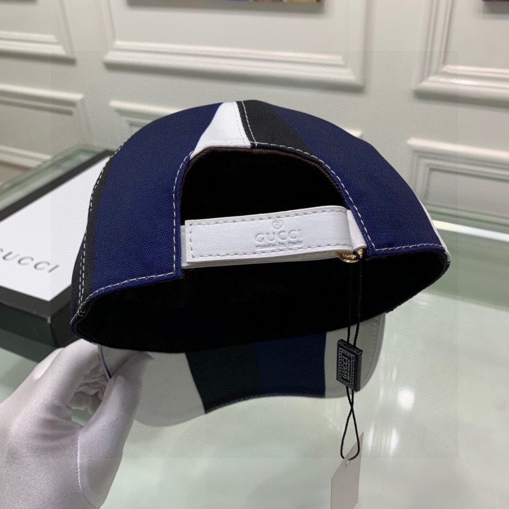Gucci Canvas Baseball Cap with Web White And Blue