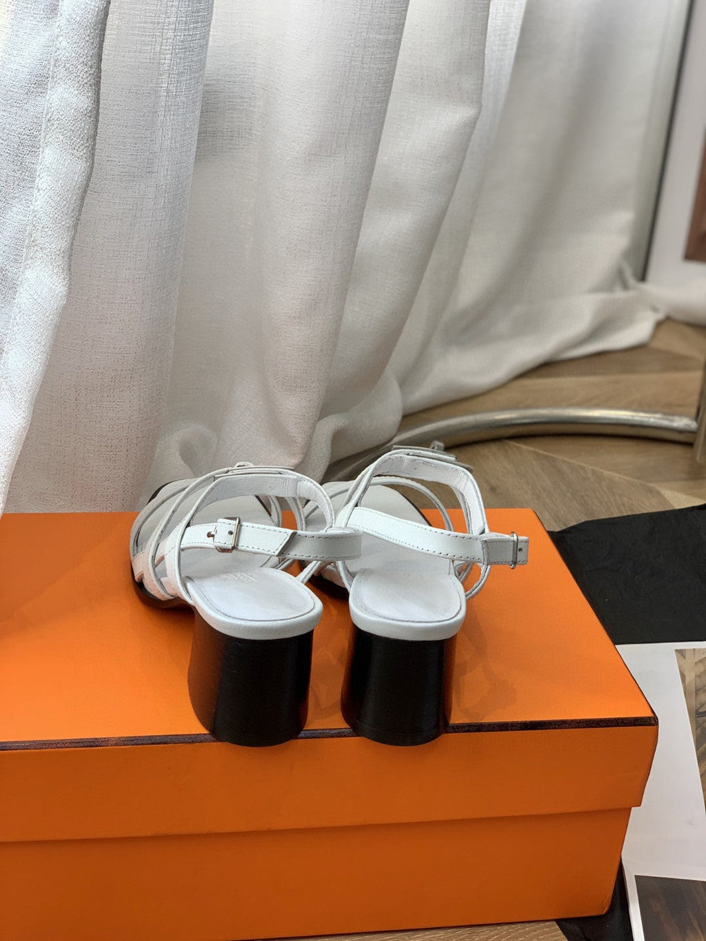 Hermes Eve 60 Sandal White