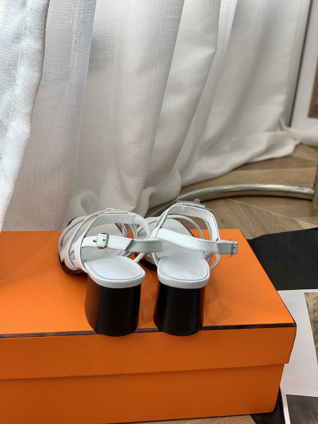 Hermes Eve 60 Sandal White