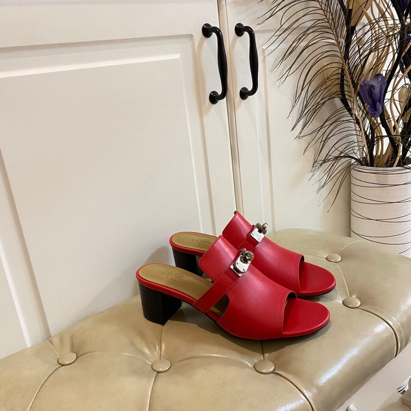 Hermes Blossom Mule Red
