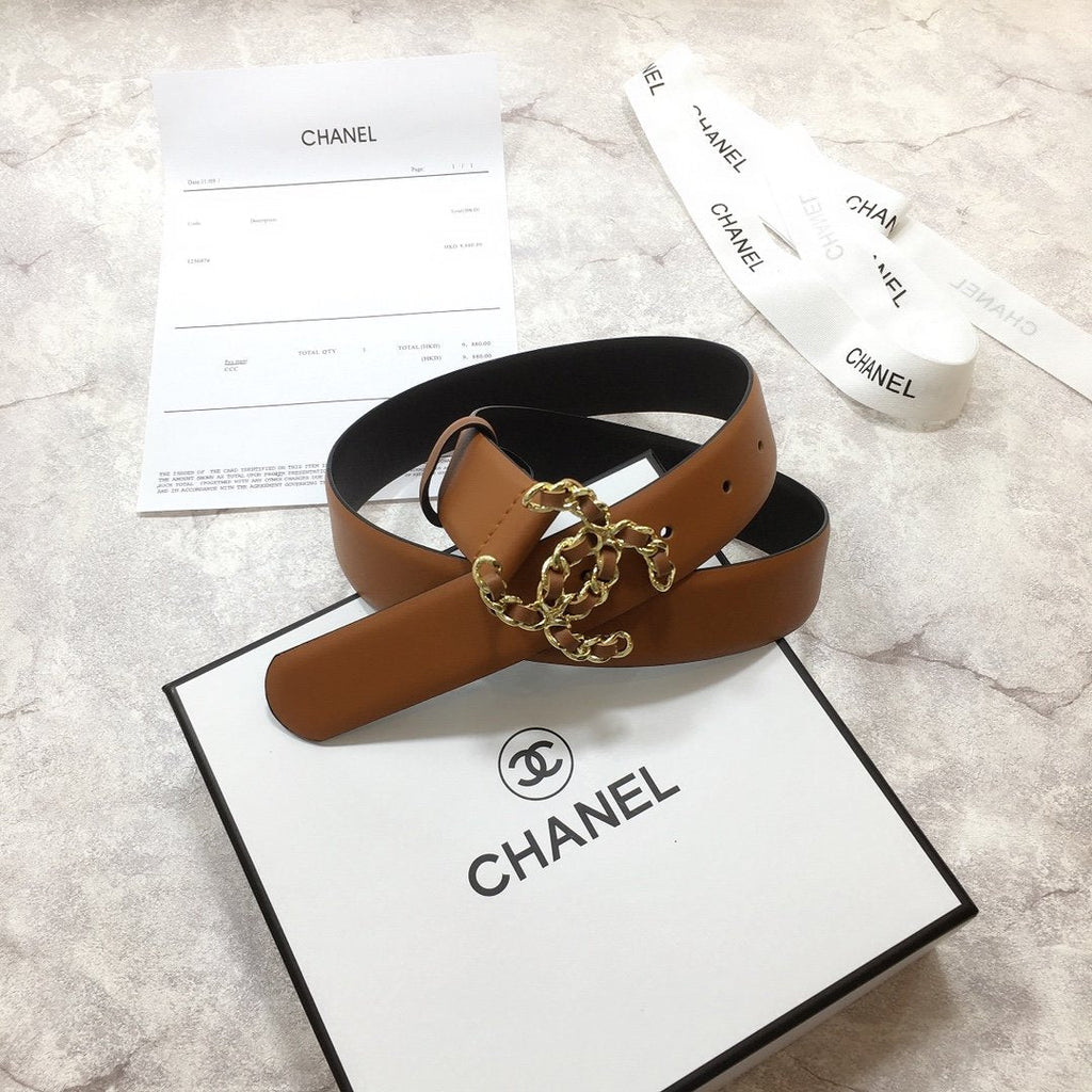 Chanel Belt With Double C Buckle Brown