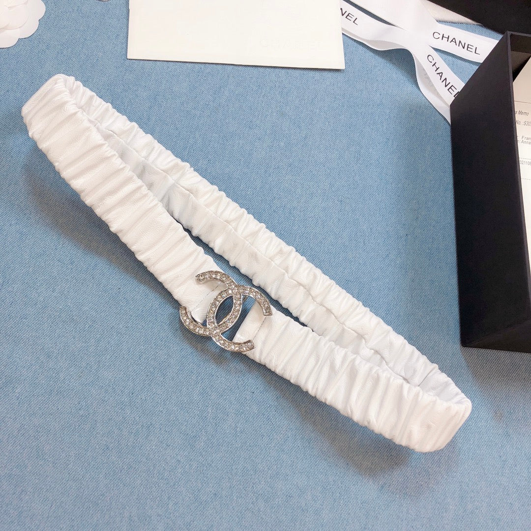 Chanel Belt With Double C Buckle White