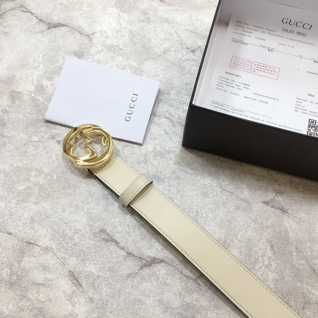 Gucci Belt With Double G Buckle White