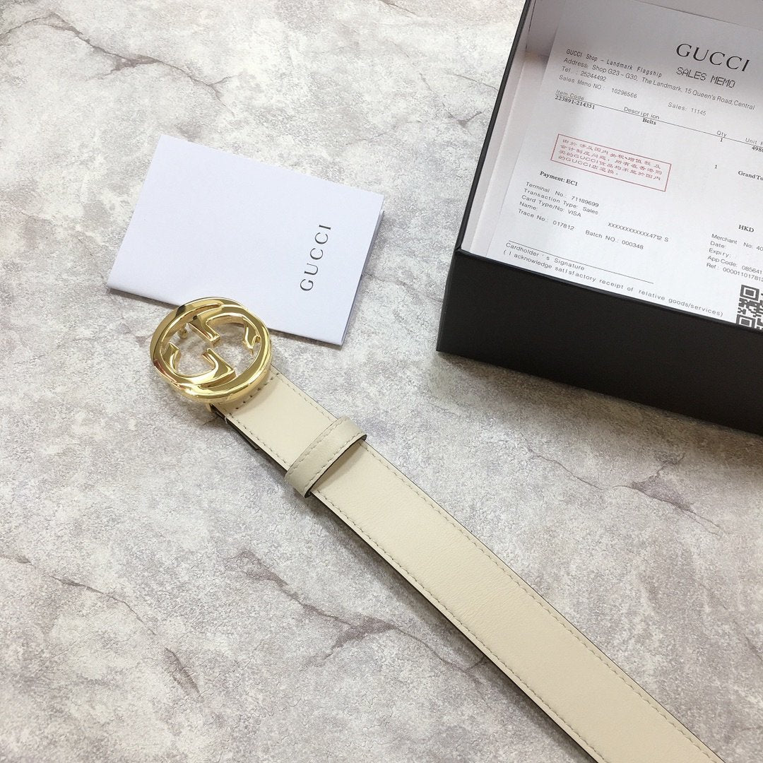 Gucci Belt With Double G Buckle White