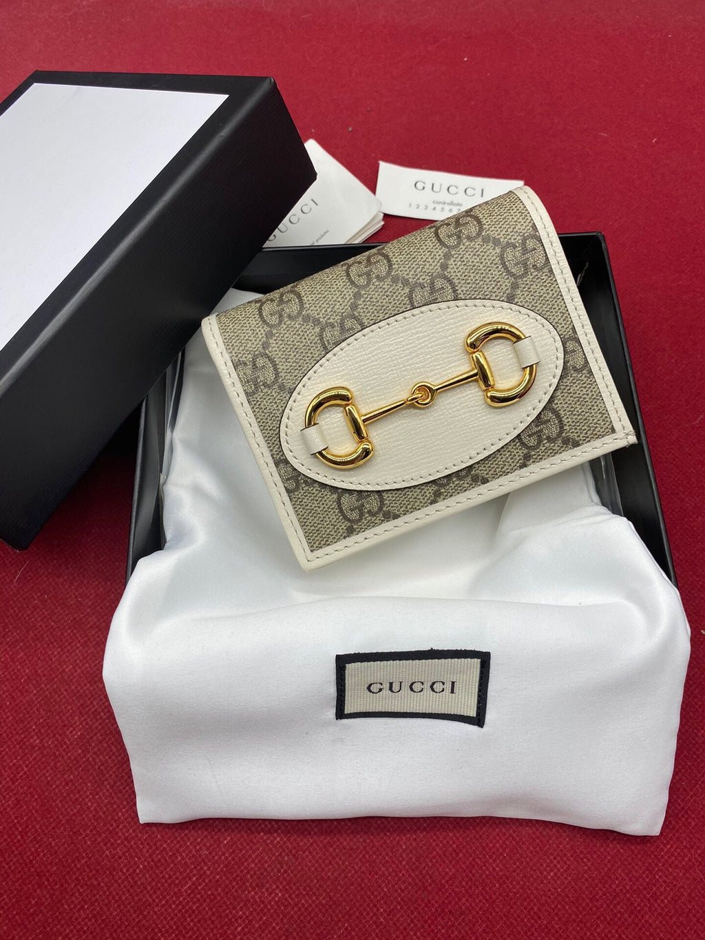 Gucci Horsebit 1955 Beige Card Case 11cm