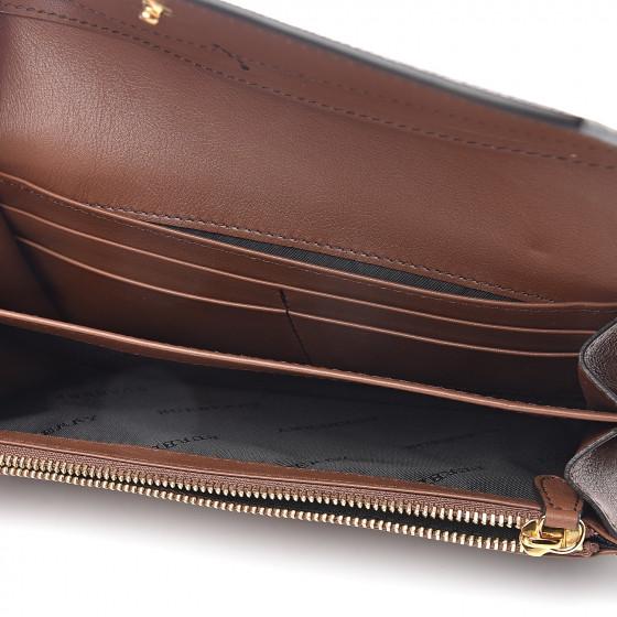 Porter House Check And Leather Continental Wallet Brown