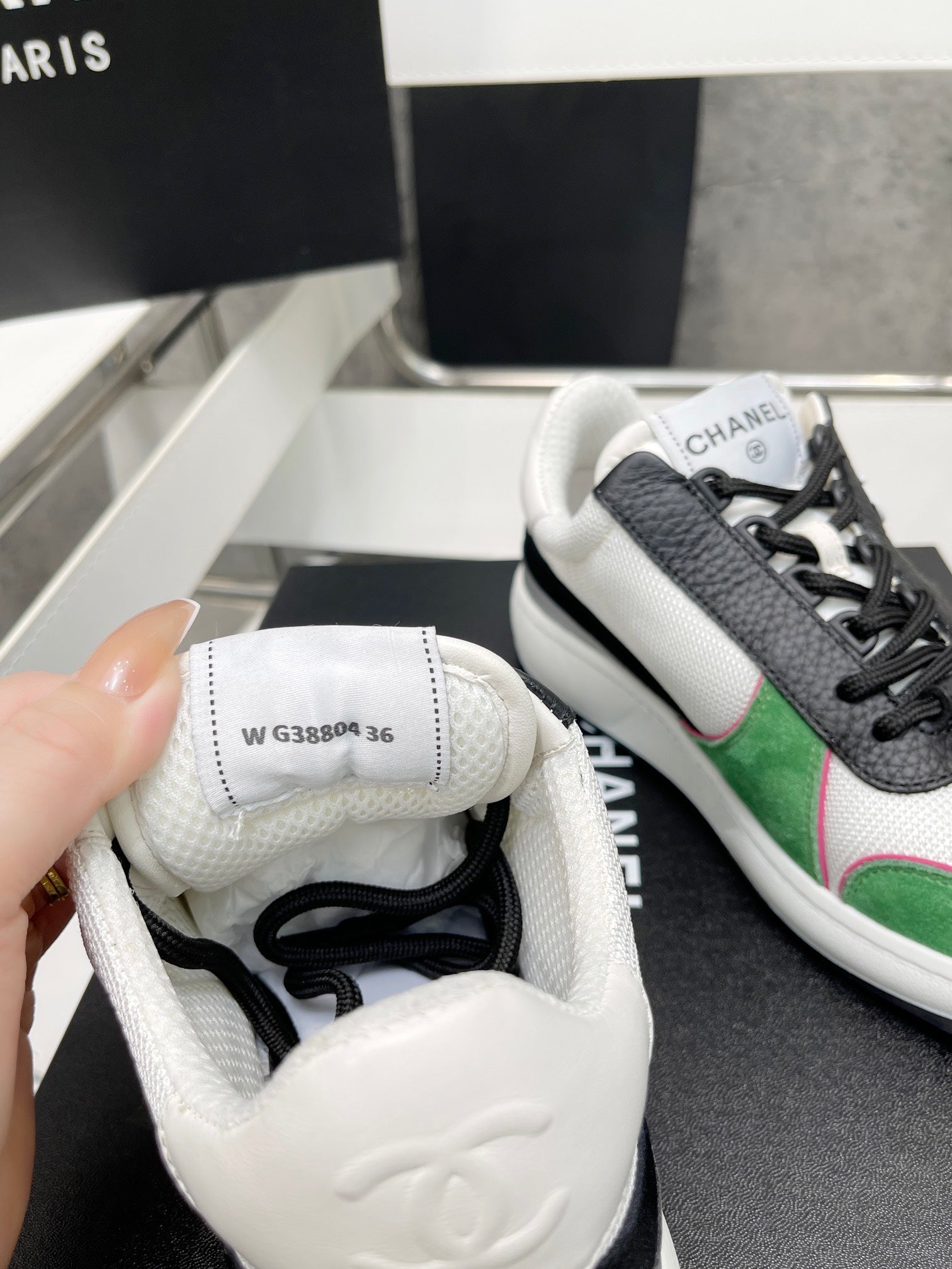 Chanel Trainers Sneakers White/Green