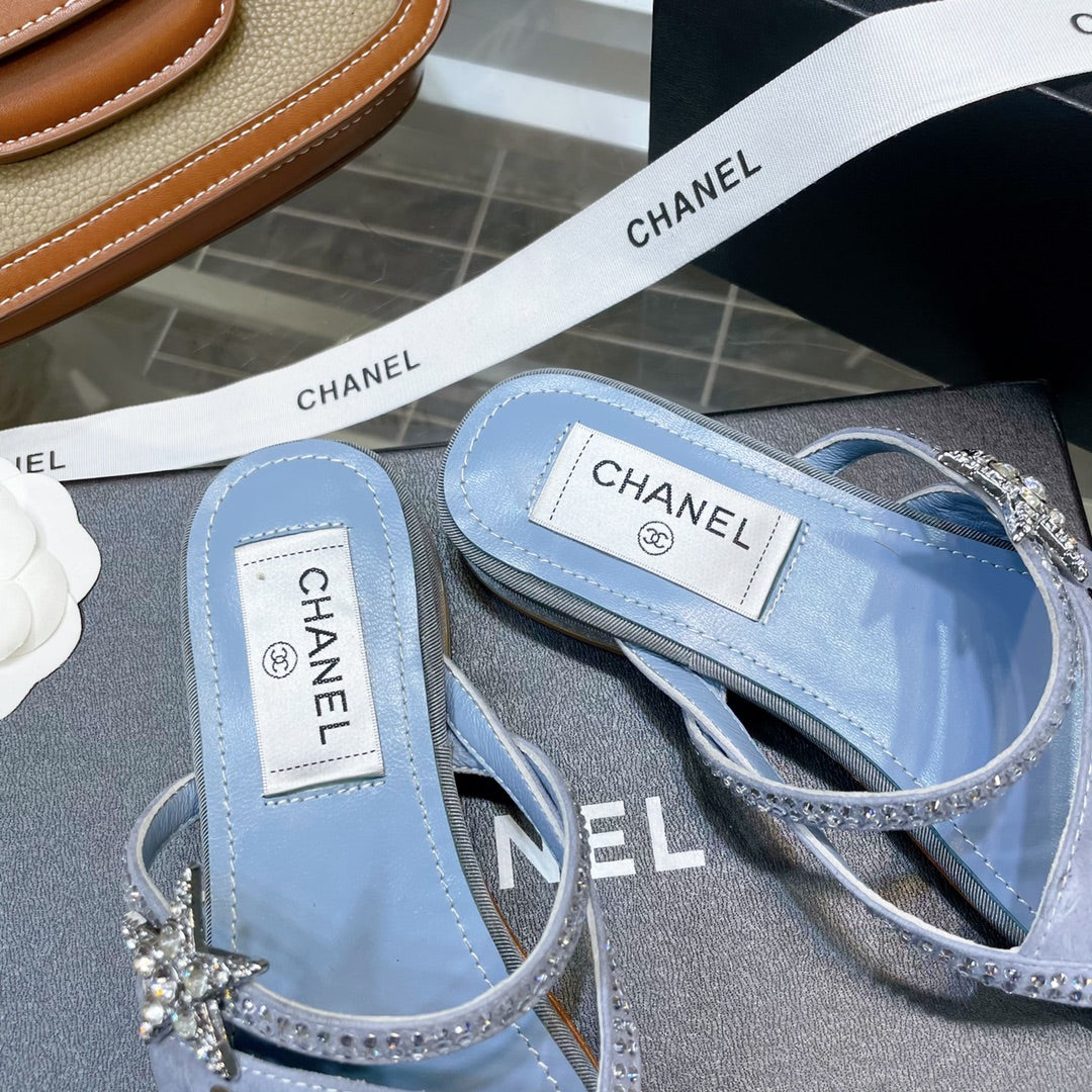 Chanel Sandals Emerald Blue