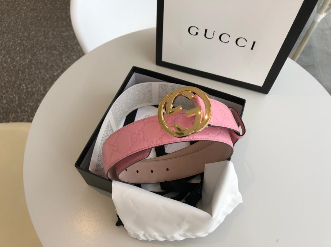 Gucci Belt With Double G Buckle Pink