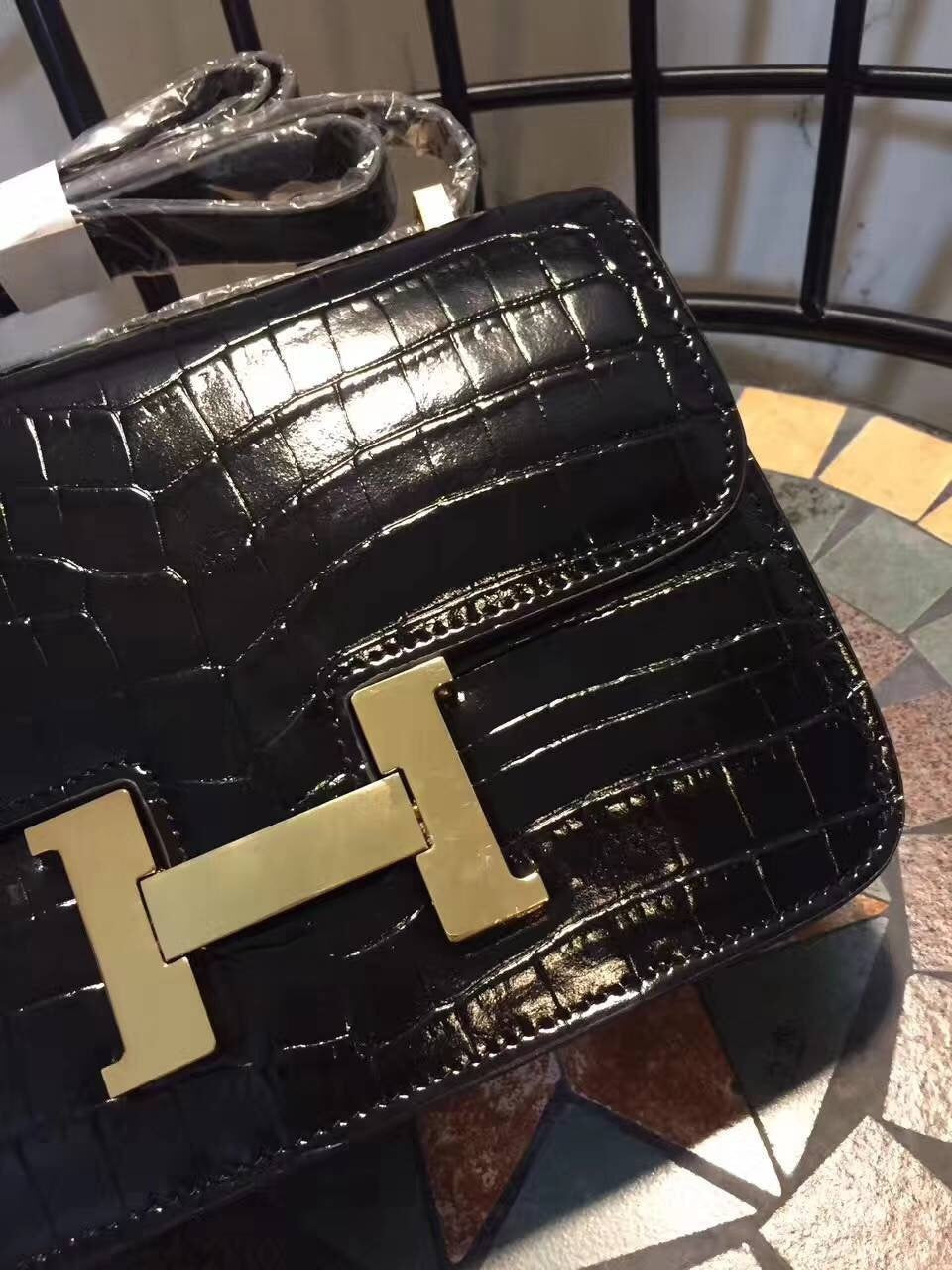 Hermes Constance Shoulder Bag 24cm Black