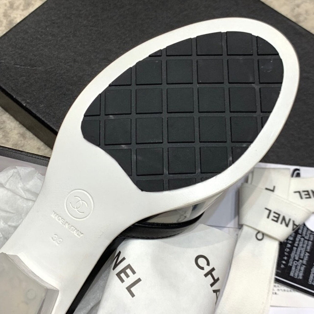 Chanel Logo Transparent PVC Mules Lambskin Leather Spring/Summer Collection Black