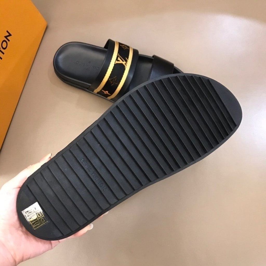 Louis Vuitton Double Strap Mules Mens Sandals Spring/Summer 2020 Collection Black/Gold