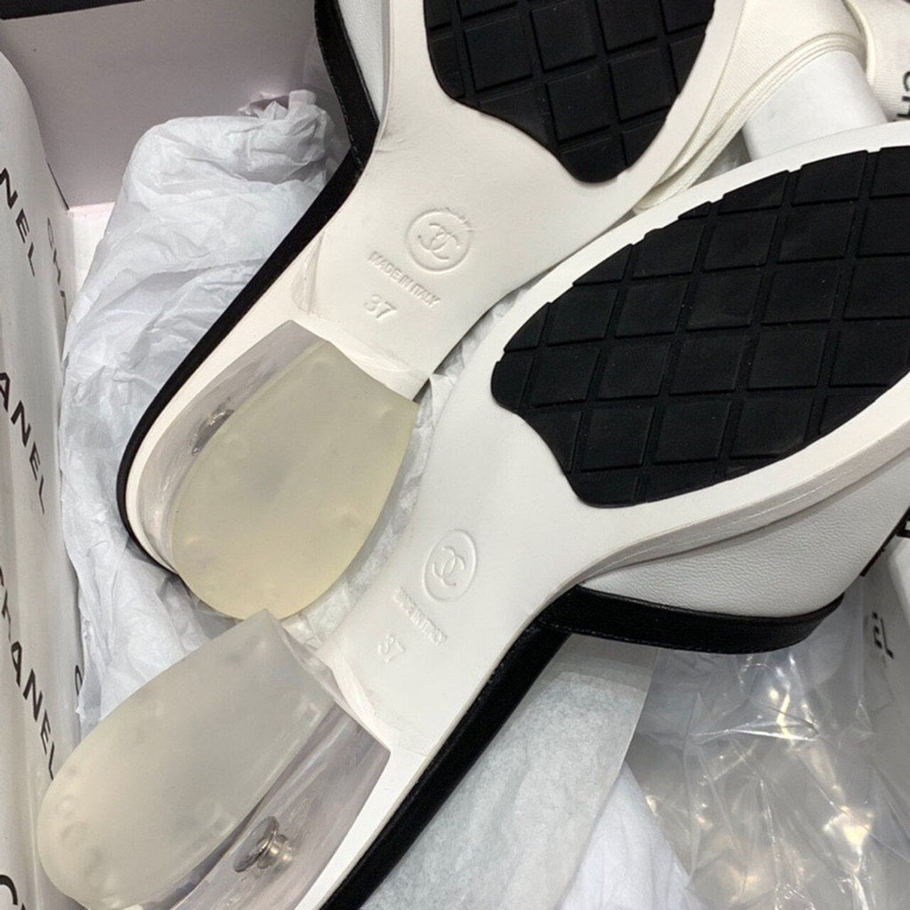 Chanel Transparent PVC Heel Mules & Lambskin Leather Spring/Summer Collection White/Black