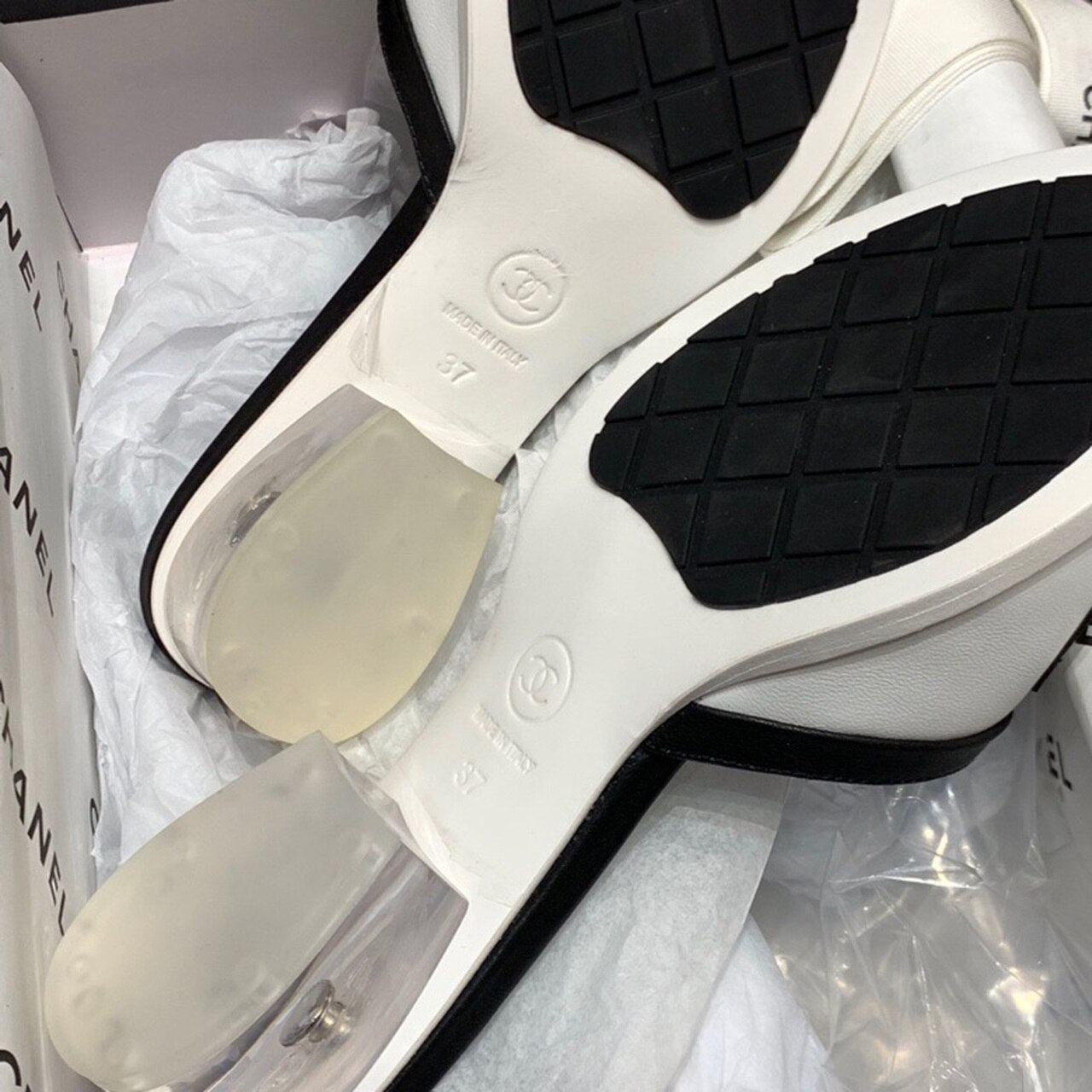 Chanel Transparent PVC Heel Mules & Lambskin Leather Spring/Summer Collection White/Black