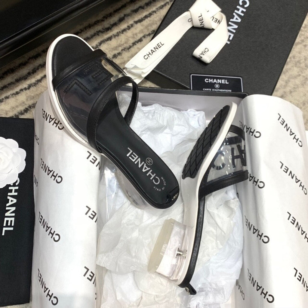 Chanel Transparent PVC Mules & Lambskin Leather Spring/Summer Collection Black