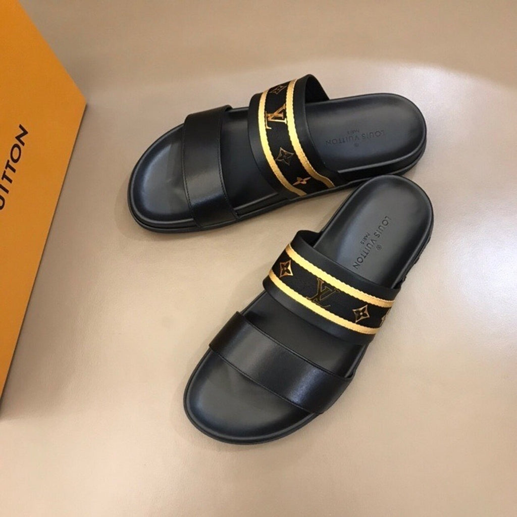 Louis Vuitton Double Strap Mules Mens Sandals Spring/Summer 2020 Collection Black/Gold