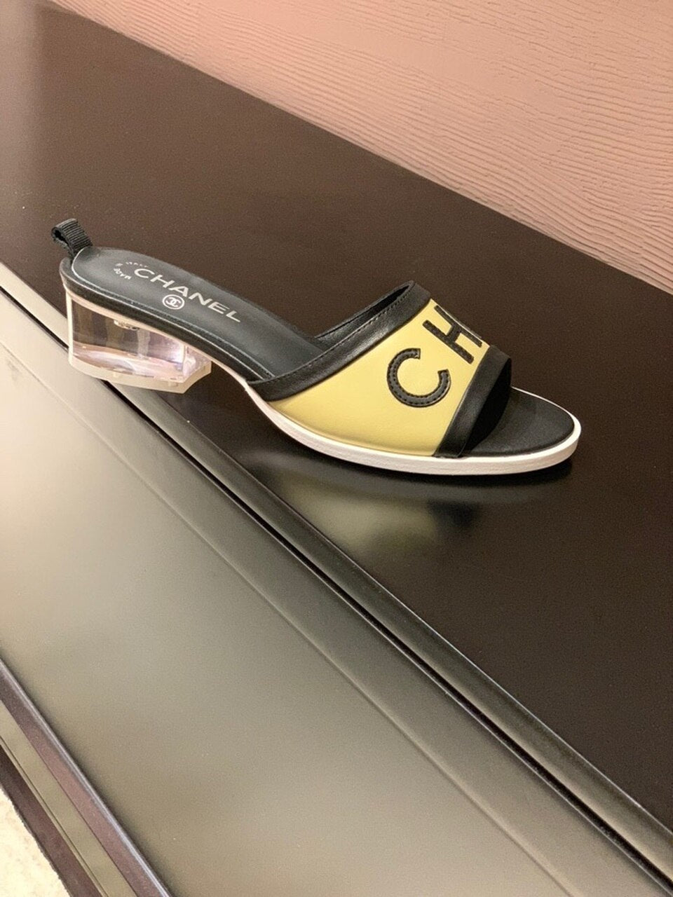 Chanel Transparent PVC Heel Mules & Lambskin Leather Spring/Summer Collection Beige/Black