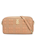 Lola Quilted Crossbody Bag in Beige