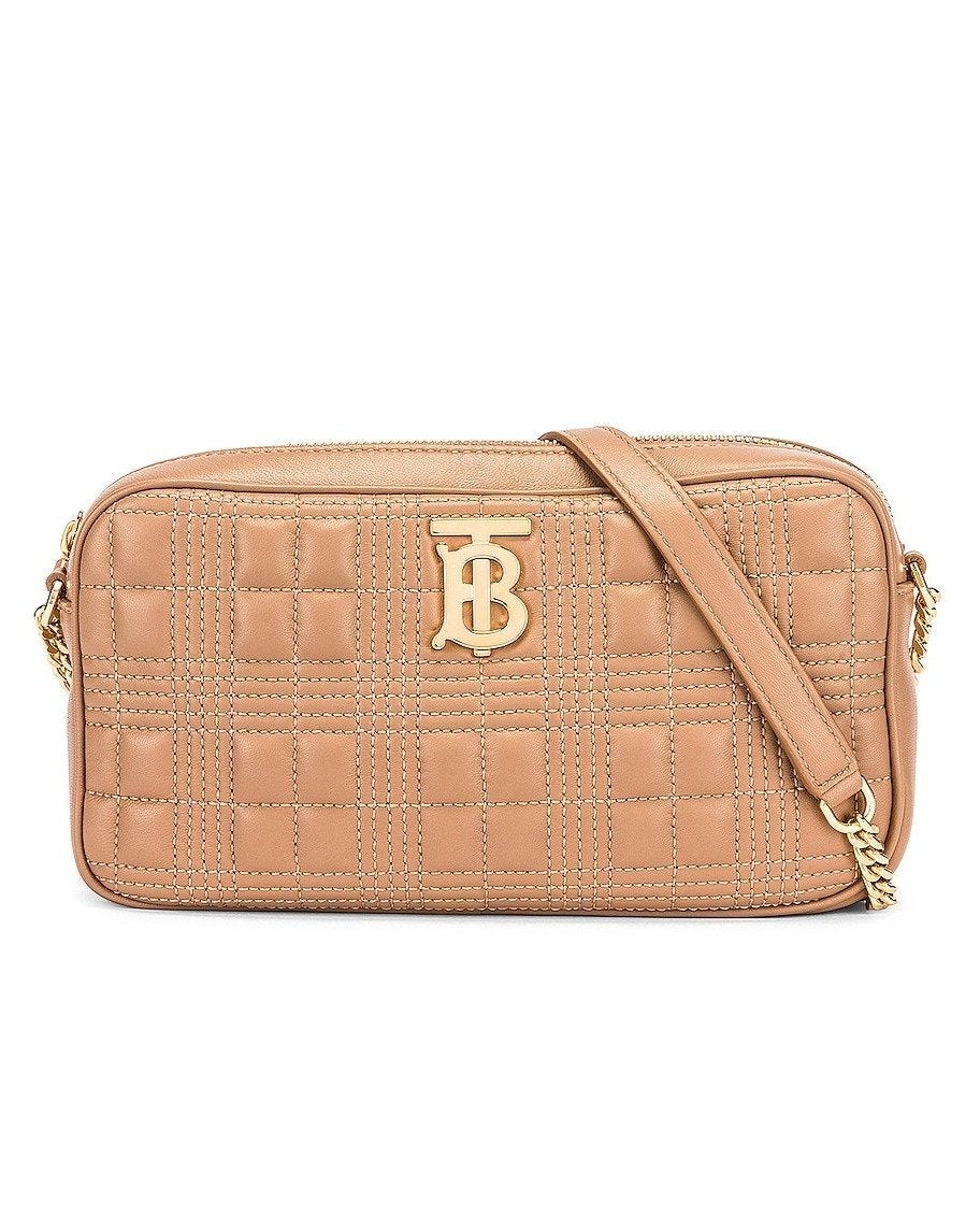 Lola Quilted Crossbody Bag in Beige