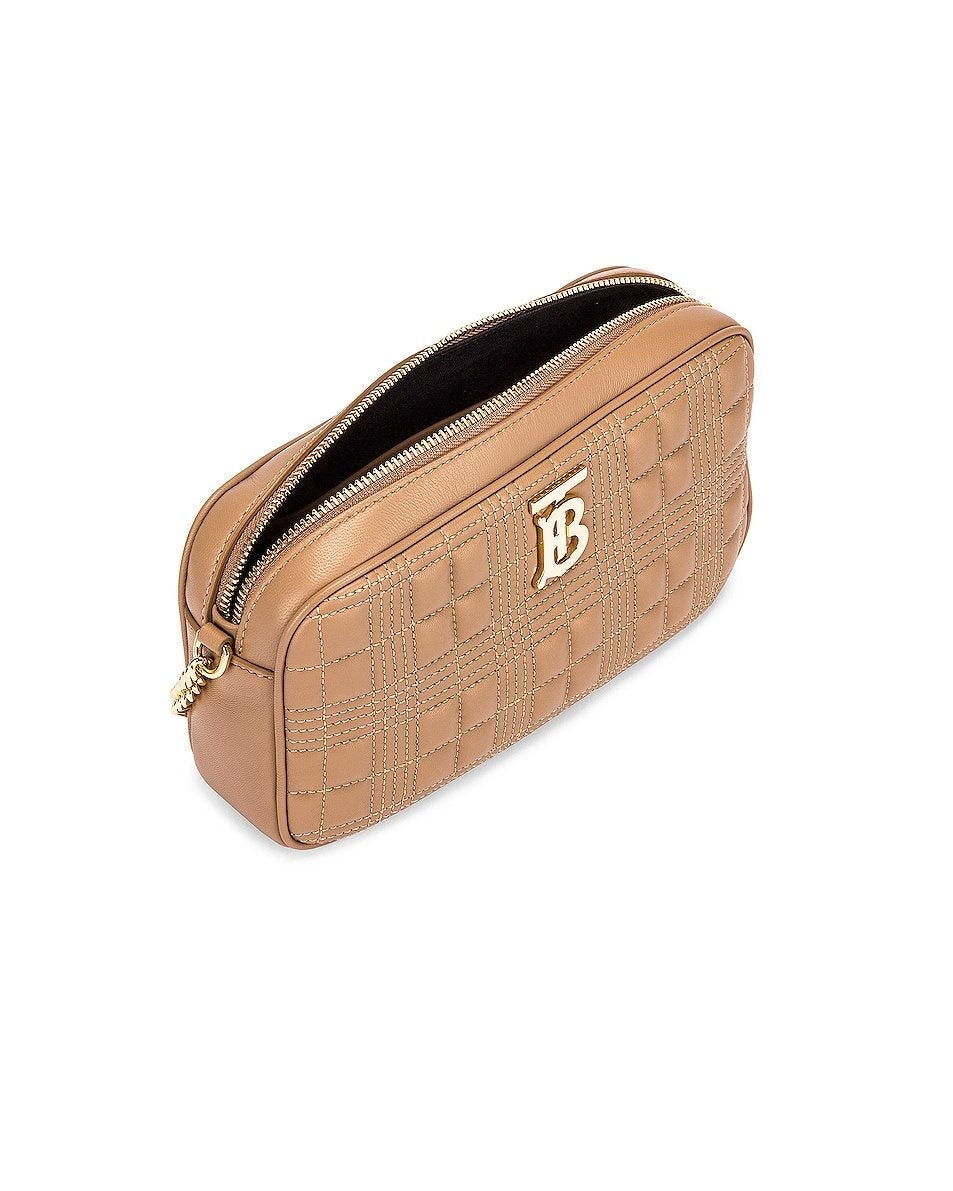Lola Quilted Crossbody Bag in Beige