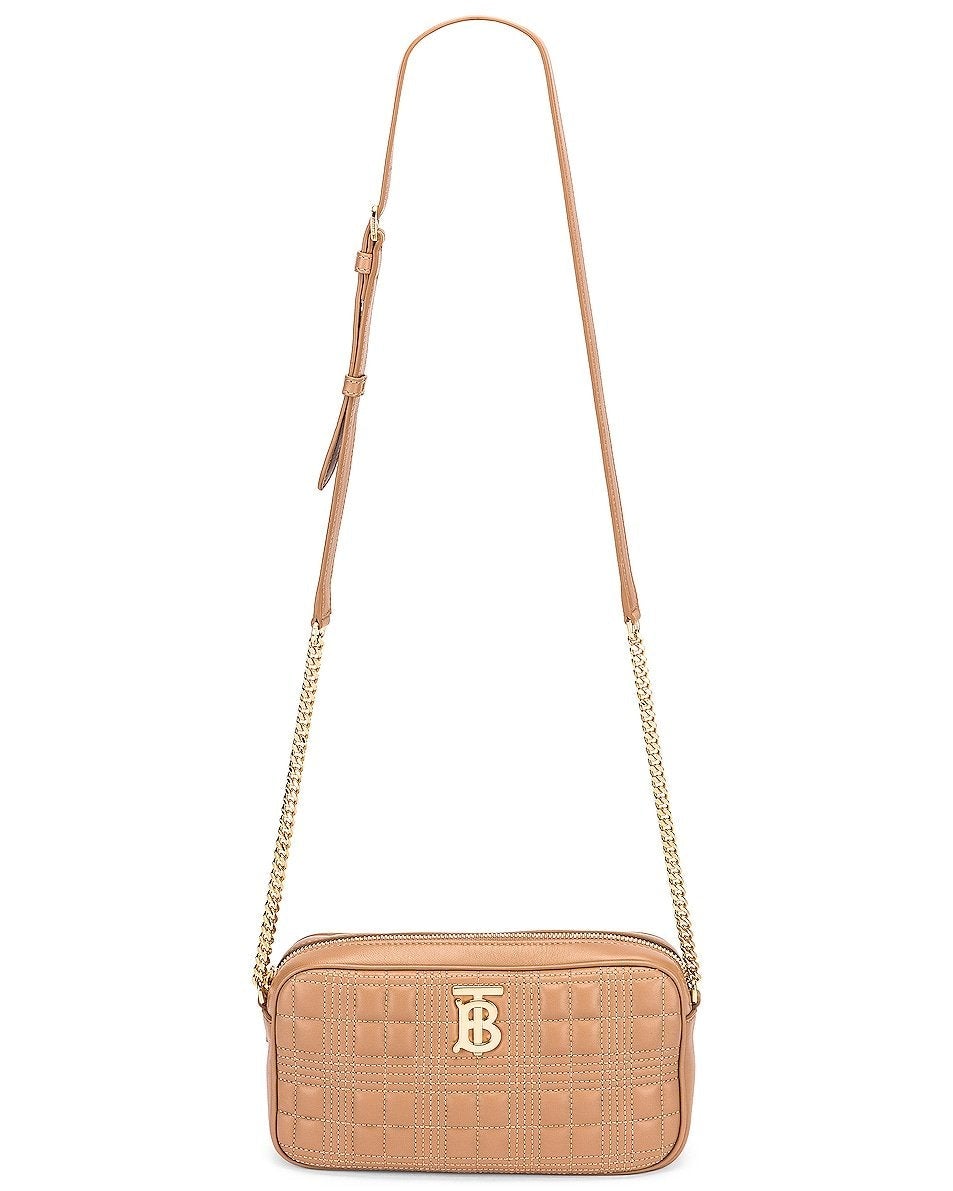 Lola Quilted Crossbody Bag in Beige