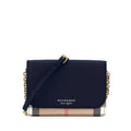 Hampshire House Check & Leather Crossbody Ink Blue