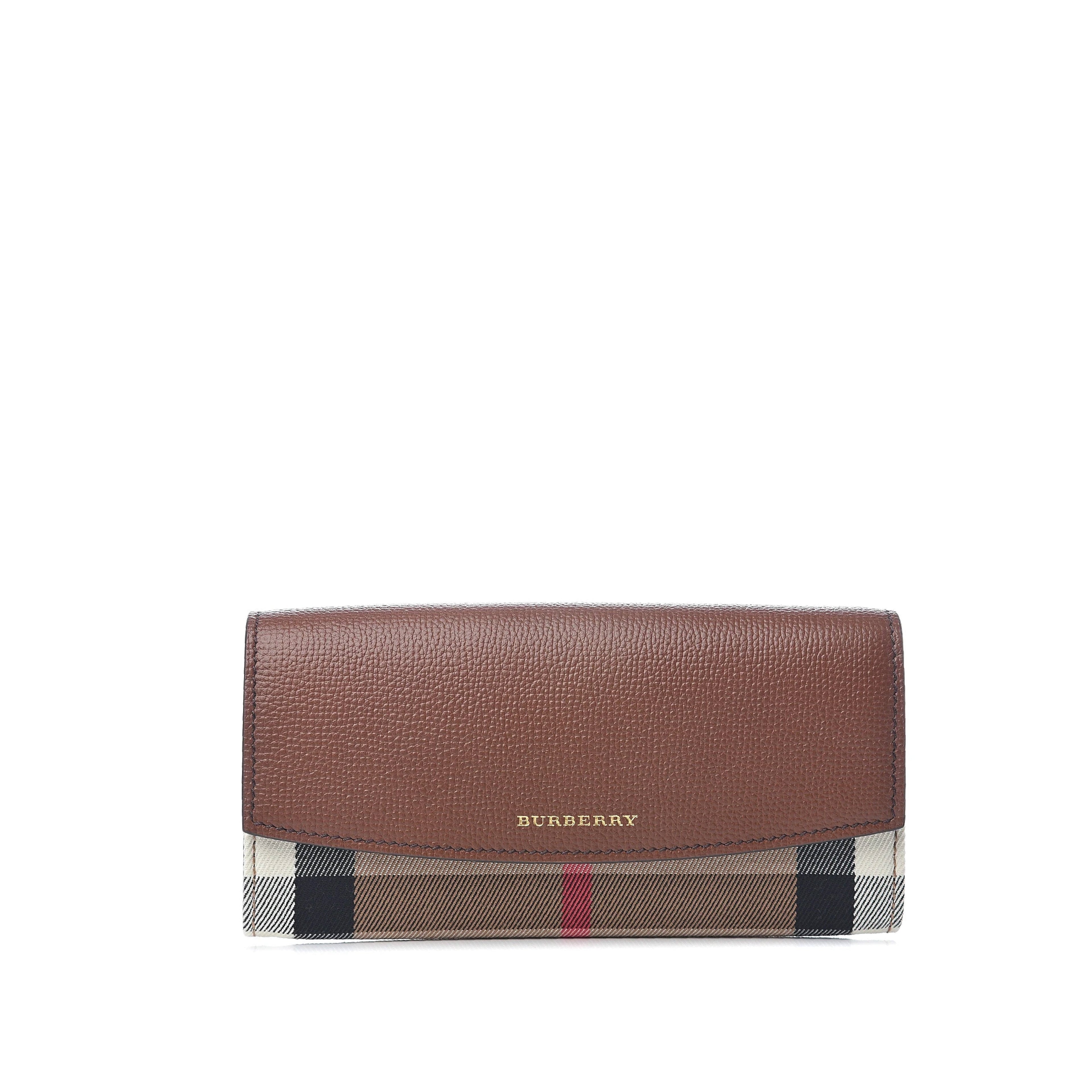 Porter House Check And Leather Continental Wallet Brown