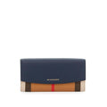 Porter House Check And Leather Continental Wallet Blue