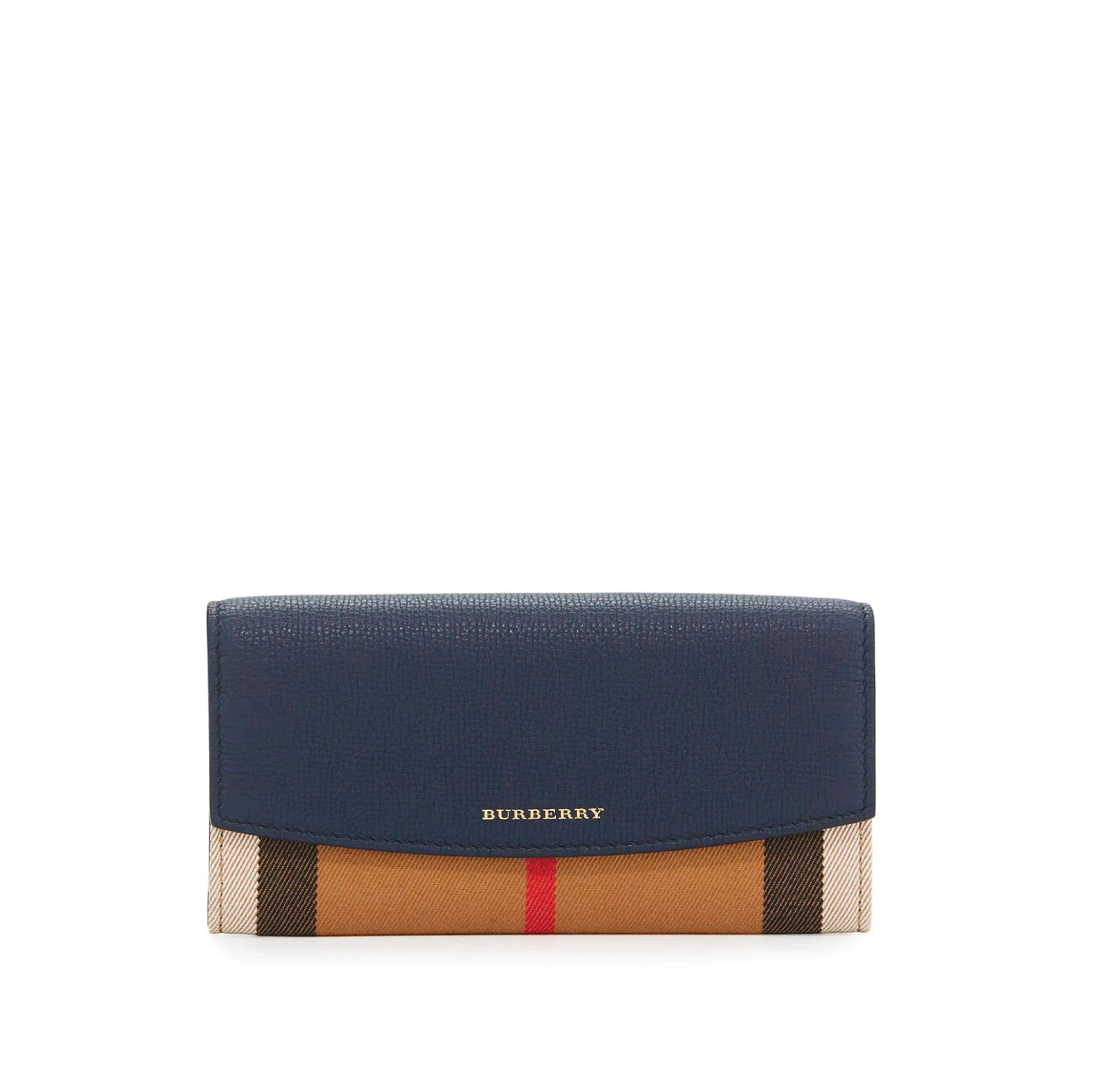 Porter House Check And Leather Continental Wallet Blue