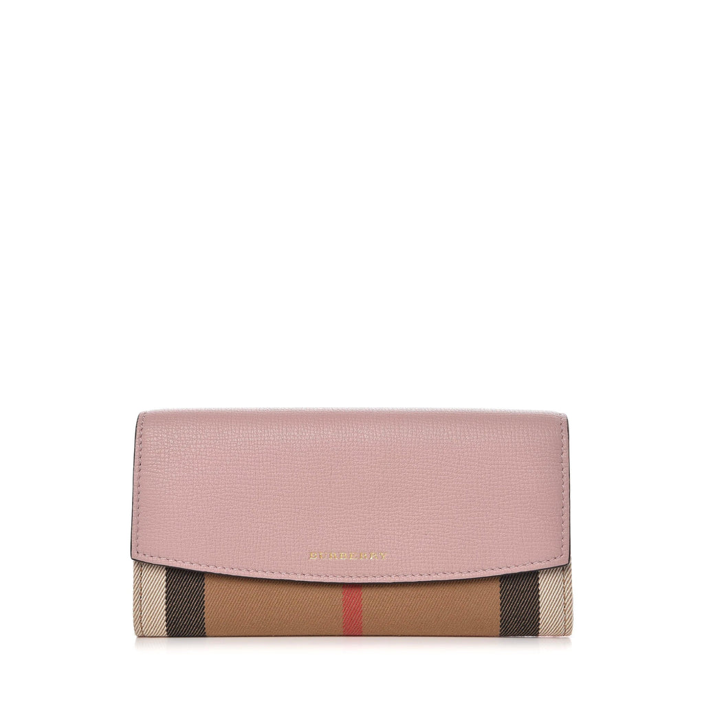 Porter House Check And Leather Continental Wallet Pink