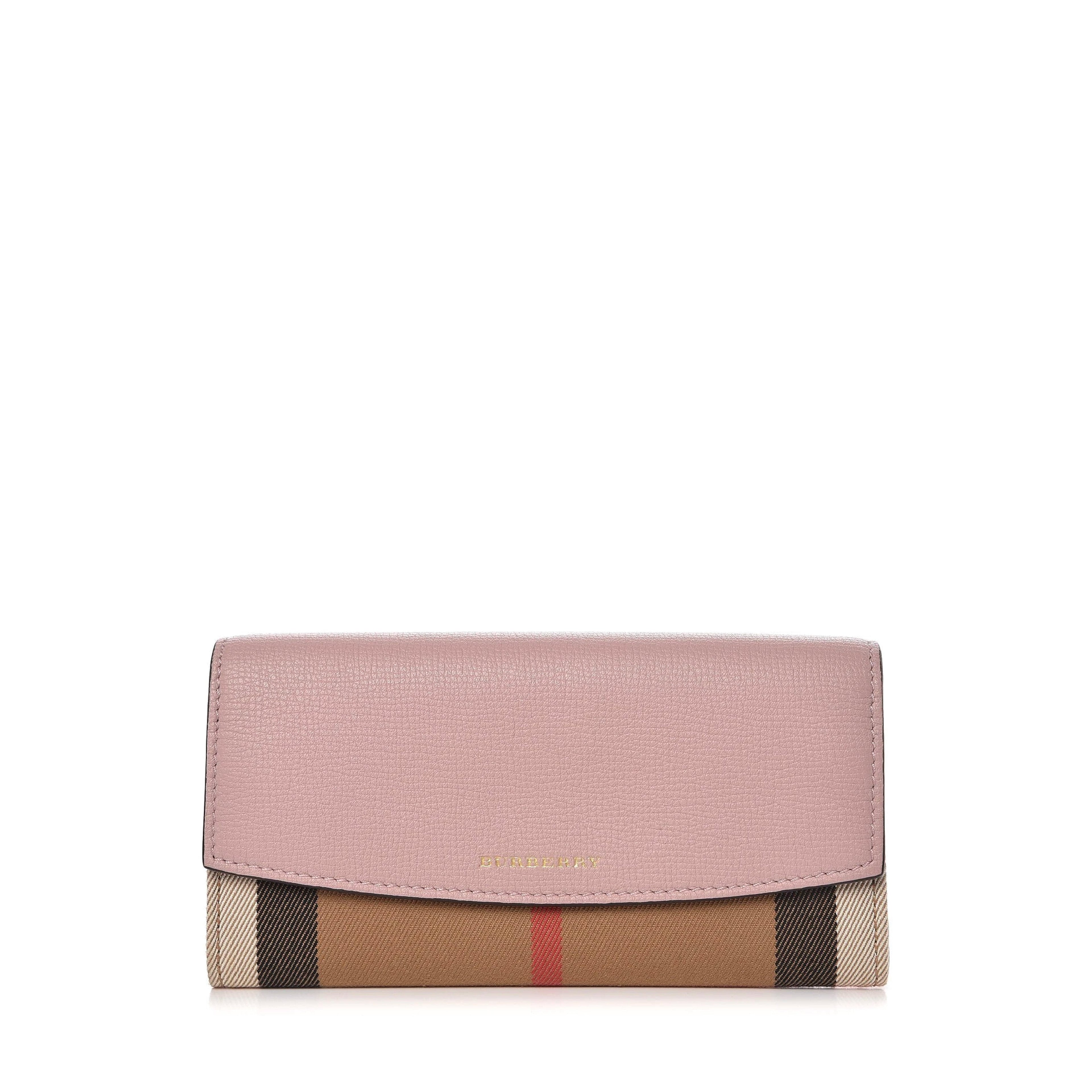 Porter House Check And Leather Continental Wallet Pink