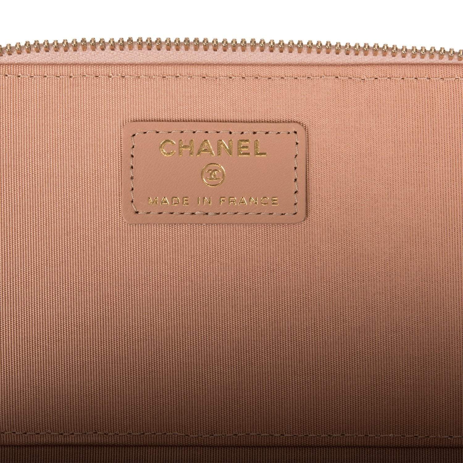 Chanel Beige Quilted Lambskin Small Top Handle Vanity Bag Antique Gold Hardware