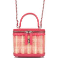 Chanel Pink Small Rattan Vanity Case Silver Hardware