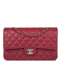 Chanel Medium Classic Double Flap Bag Burgundy Lambsking Light Gold Hardware