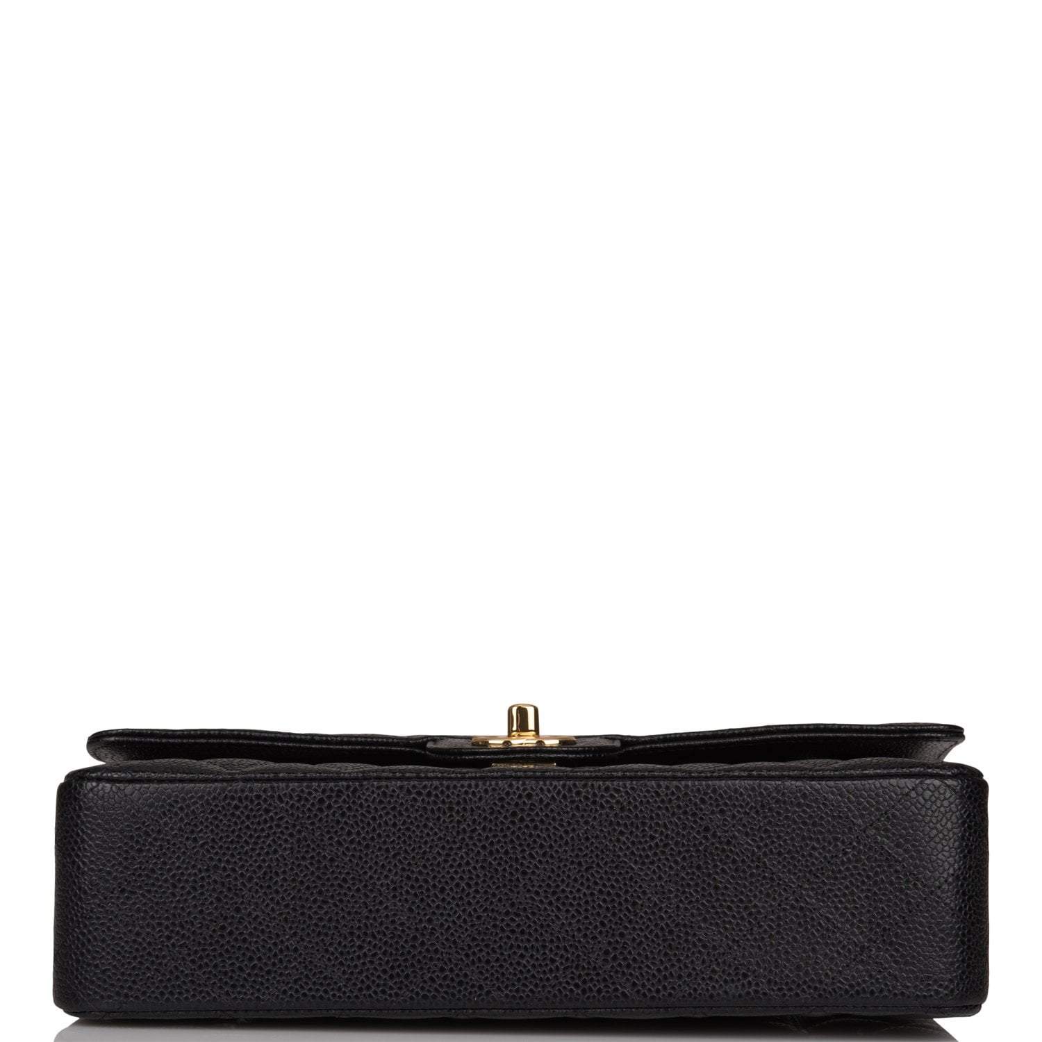 Chanel Black Quilted Caviar Medium Classic Double Flap Bag Gold Hardware