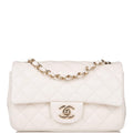 Chanel White Quilted Lambskin Rectangular Mini Classic Flap Bag Light Gold Hardware