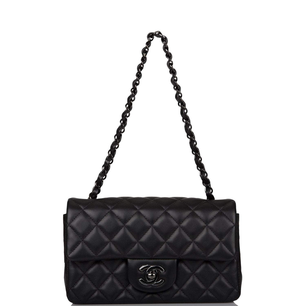 Chanel Mini Rectangular Flap Bag SO Black Lambskin Black Hardware