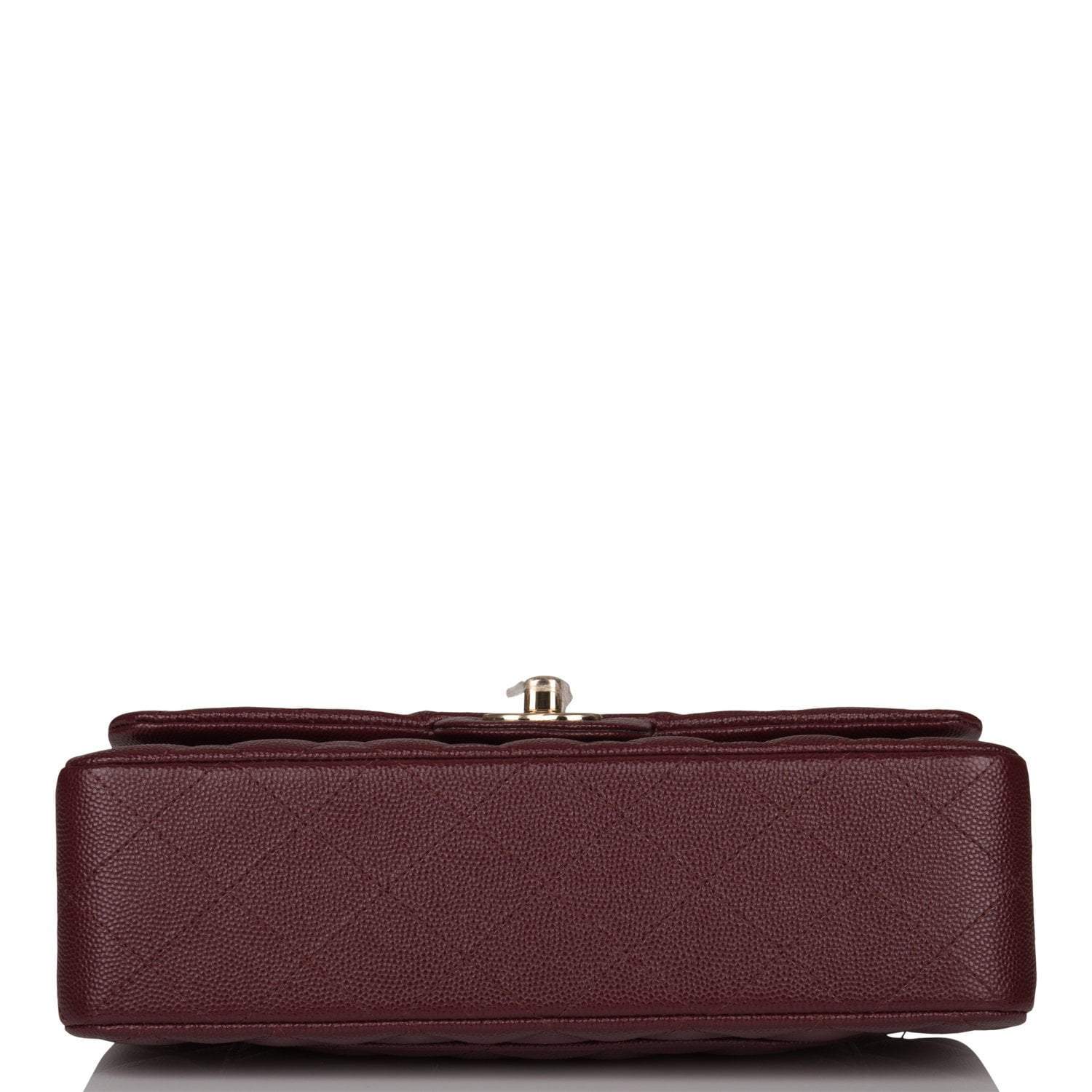 Chanel Burgundy Quilted Caviar Small Classic Double Flap Bag Light Gold Hardware