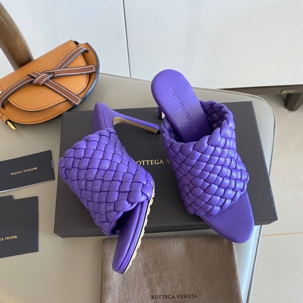 Bottega Veneta Curve Mules 9.5cm Heel Lambskin Leather Spring/Summer 2020 Collection, Purple