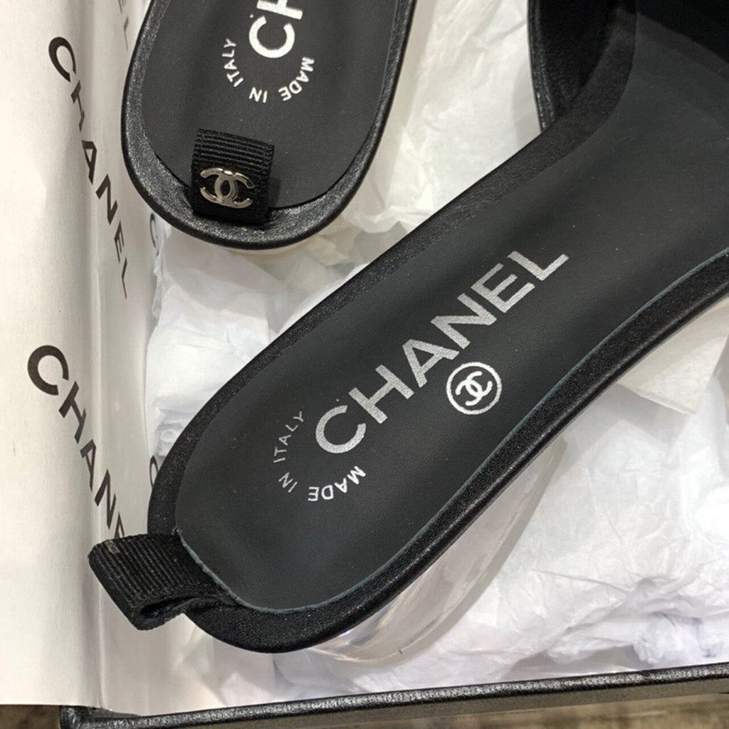 Chanel Transparent PVC Heel Mules & Lambskin Leather Spring/Summer Collection White/Black