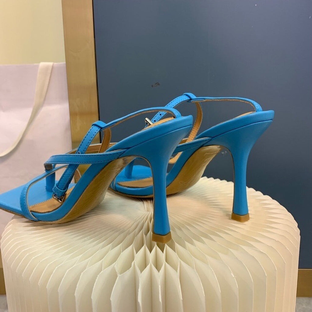 Bottega Veneta Stretch Sandals 9cm Heel Lambskin Leather Spring/Summer 2020 Collection, Turquoise Blue
