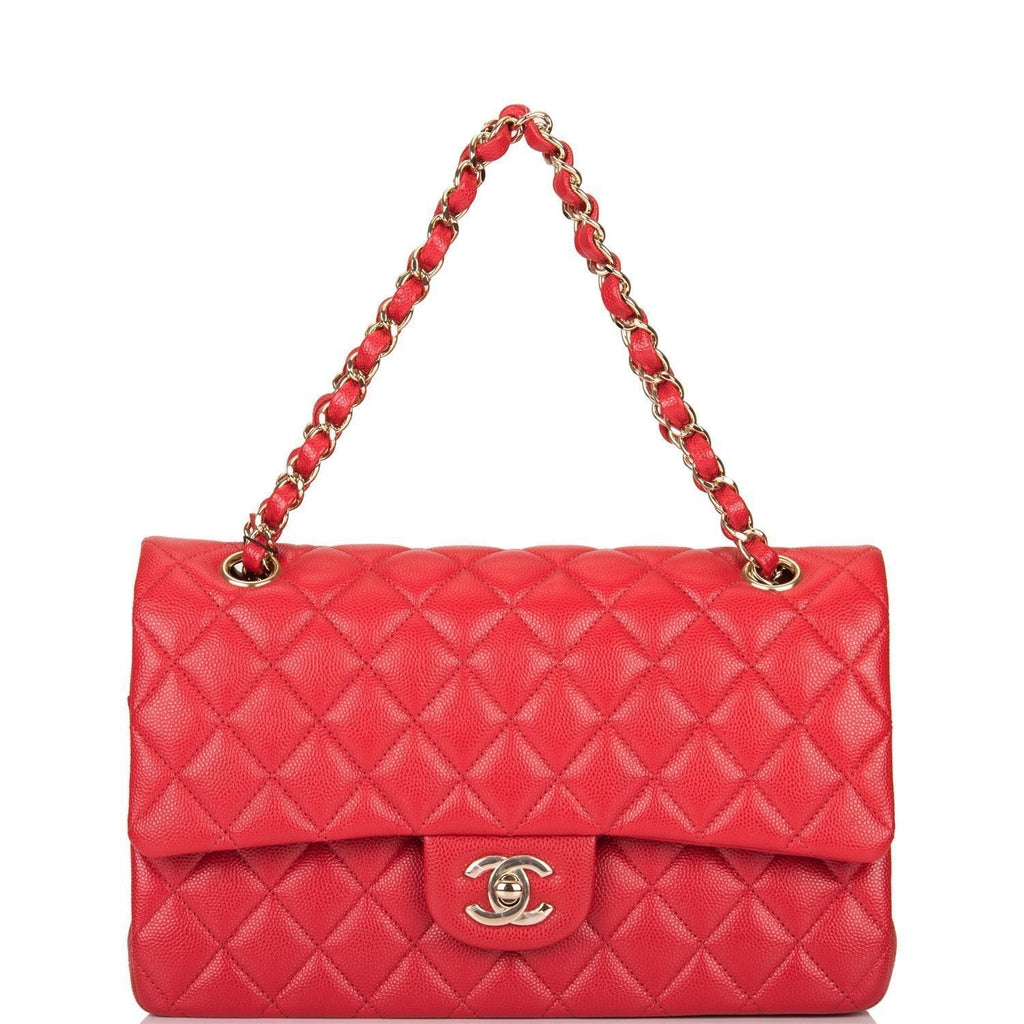 Chanel Red Quilted Caviar Medium Classic Double Flap Bag