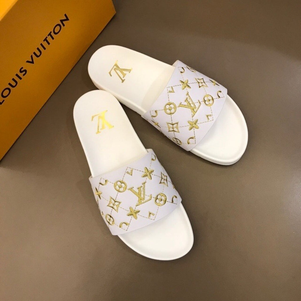 Louis Vuitton Mens Sandals Monogram Canvas Spring/Summer Collection White/Yellow